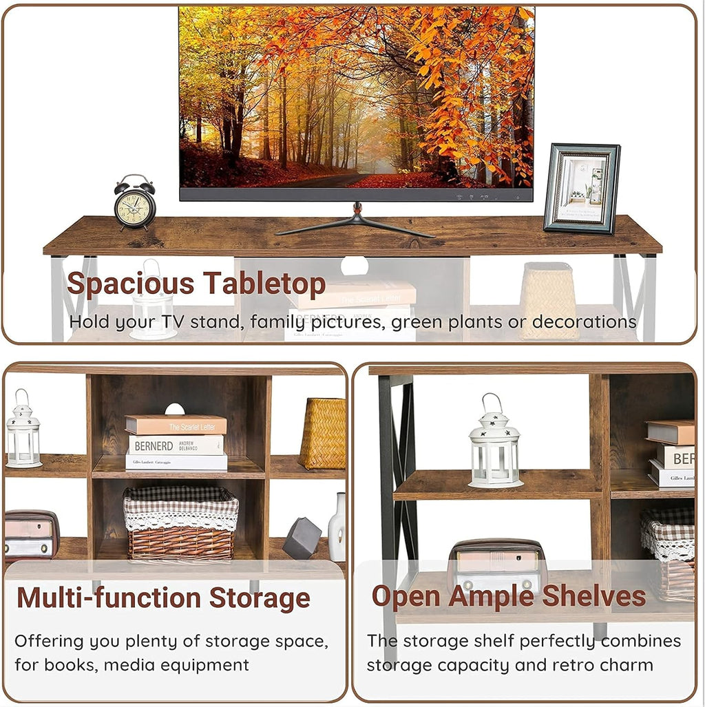 Rustic Brown TV Stand with 6 Storage Shelves E43747