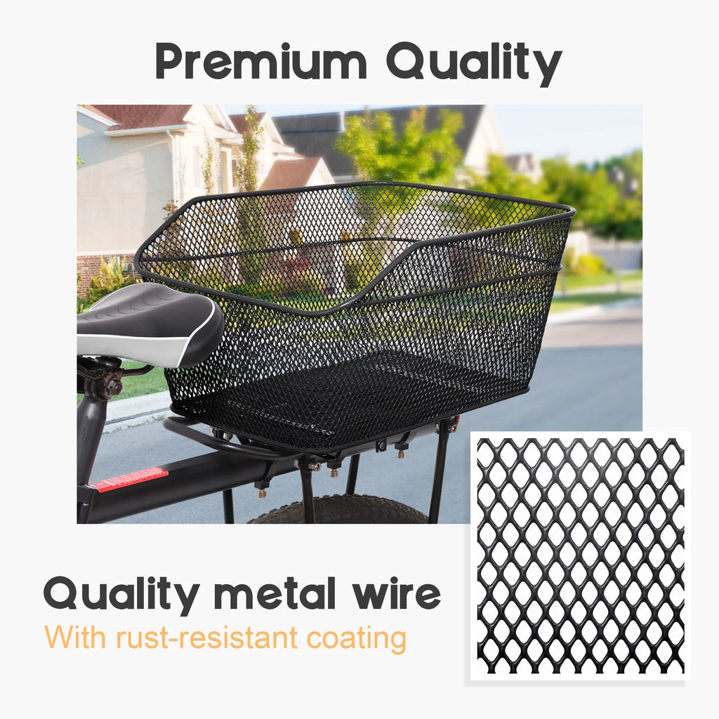 Metal Wire Waterproof Rear Bike Basket 20 L U49693