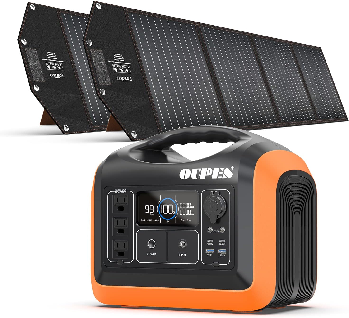 1800W/1488Wh Portable Power Station with 4x100W Solar Panel and LiFePO4 Battery Z3179