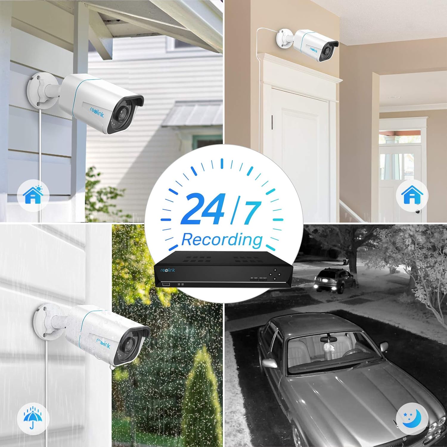 4K PoE Wired Bullet Security Camera System with 2TB HDD NVR E258
