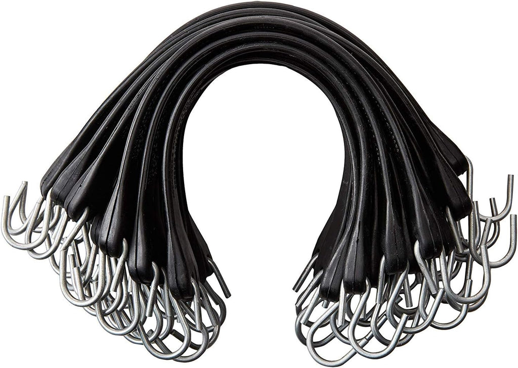Pack of 25 Bungee Cords with Hooks Rubber Tarp Straps with Crimped Metal S Hooks Heavy Duty Bungie Cord Tie Downs J8775