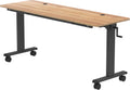 Crank Adjustable Height Flip Top Rolling Table, Black Frame Natural Walnut Top, 71" Wide P55207