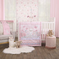 3PC Crib Bedding Set, Pink and Purple, Includes comforter, fitted sheet and dust ruffle A832