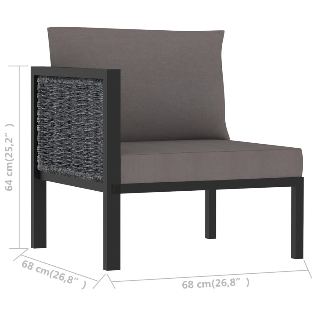 Sectional Corner Sofa with Right Armrest Poly Rattan Anthracite Patio Lounge Sofa O889