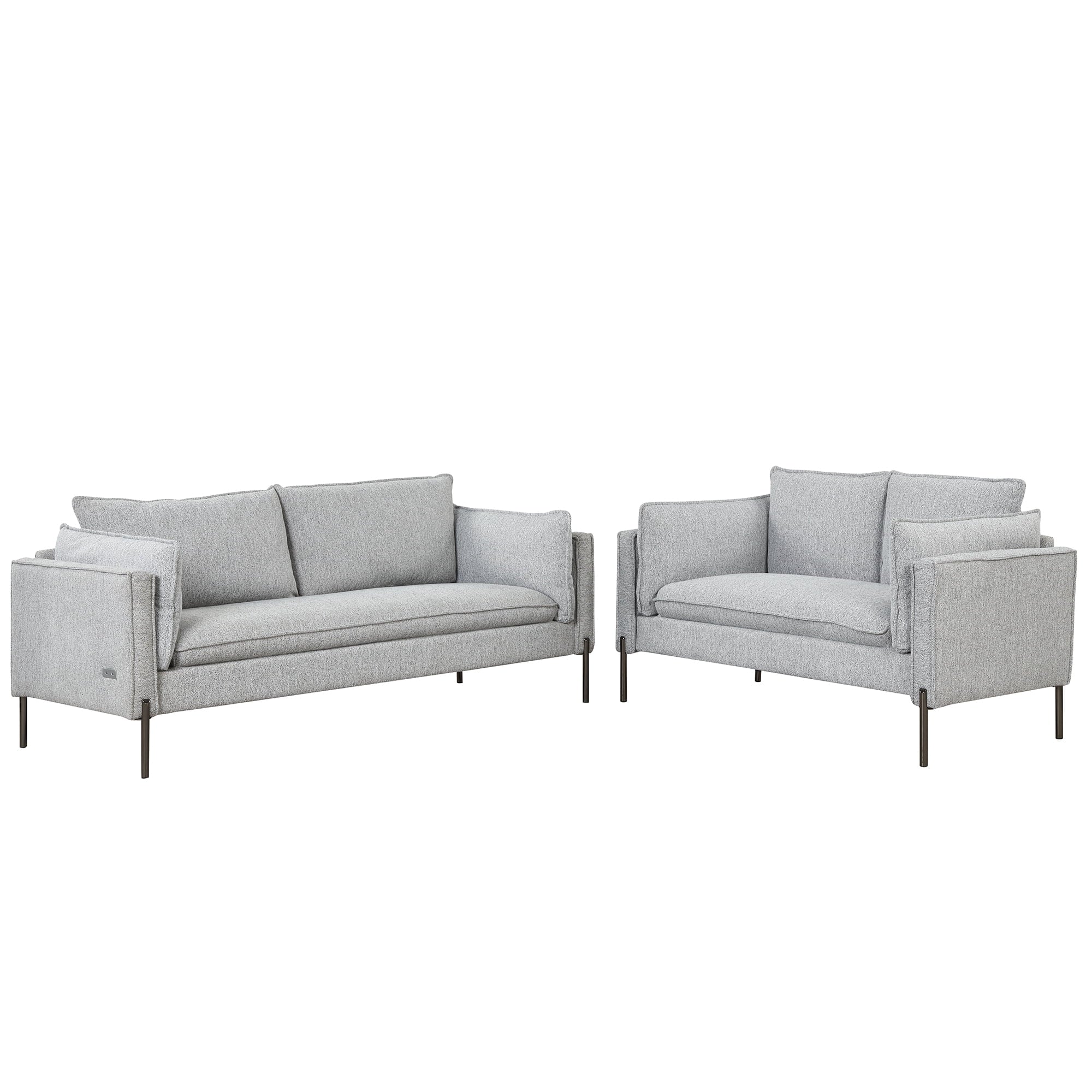 2 Piece Linen Fabric Upholstered Loveseat and 3 Seat Couch Set M2505