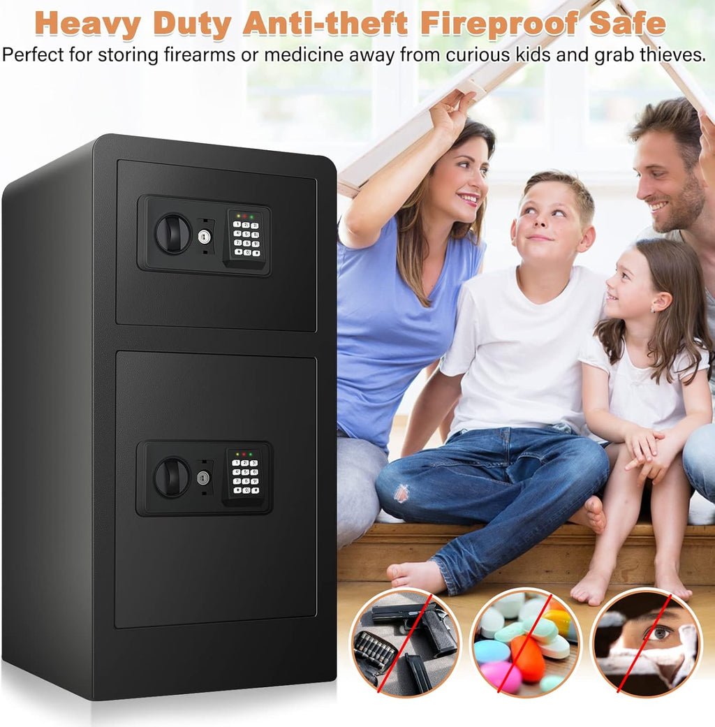 Extra Large Fireproof Safe Box with Double Safe, 83 LB Heavy Duty Security Home Safe with Inner Cabinet Box I975