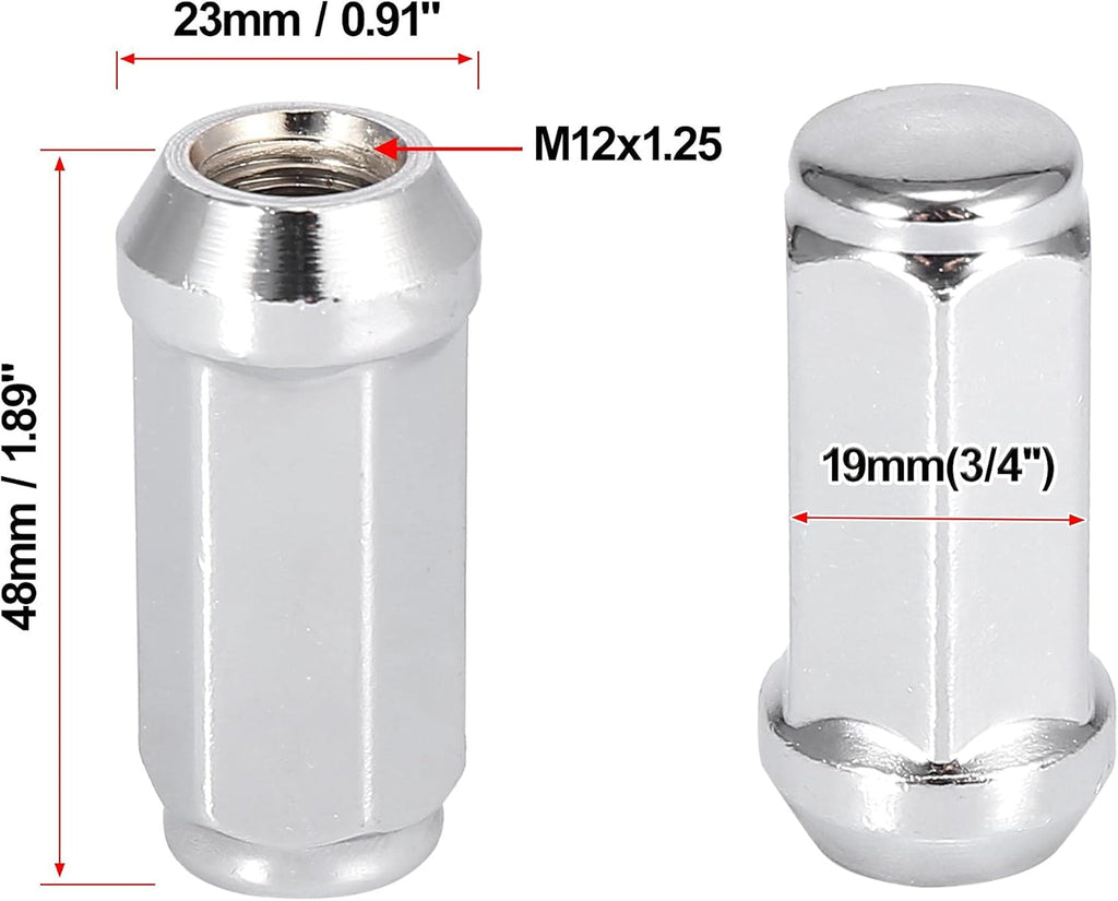 24pcs Silver Tone M12x1.25 Bulge Acorn Closed End Wheel Lug Nuts U5543