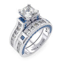 Simulated Sapphire Engagement Ring Set W96779