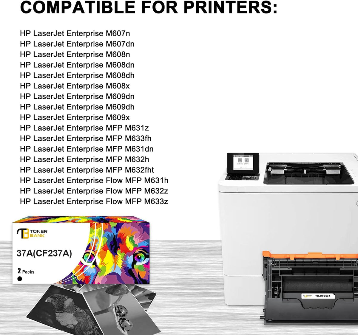 Compatible Toner Cartridge Replacement for HP 37A CF237A 37X CF237X Printer Ink Black 2-Pack H1580