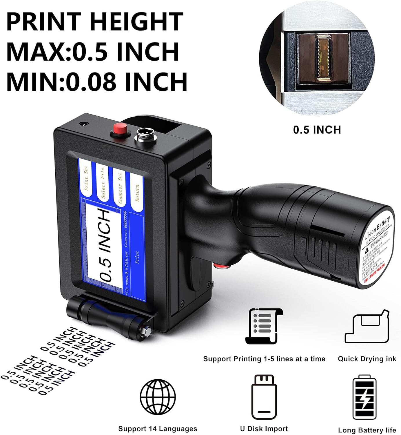 Handheld Inkjet Printer with 3.7 Inch Touch Screen O585552