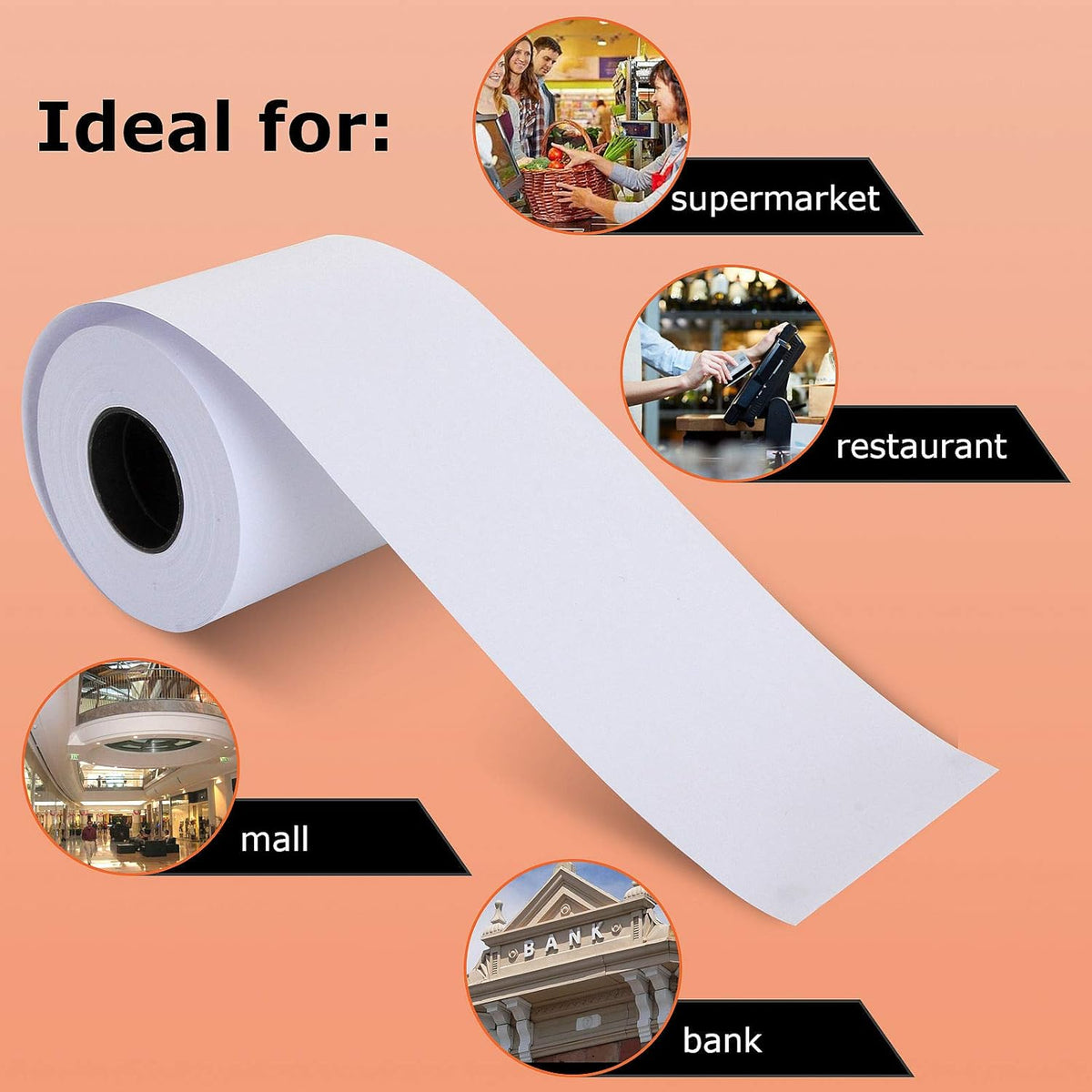 2 1/4 x 98 ft White Adding Machine Tape Paper Rolls 24 Pack A698186