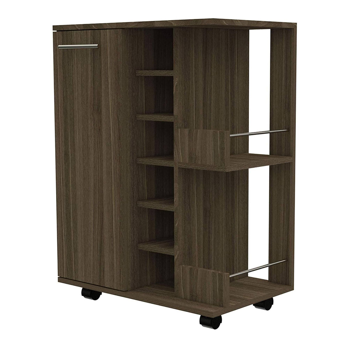 Weathered Oak Bar Cart Cabinet J6962