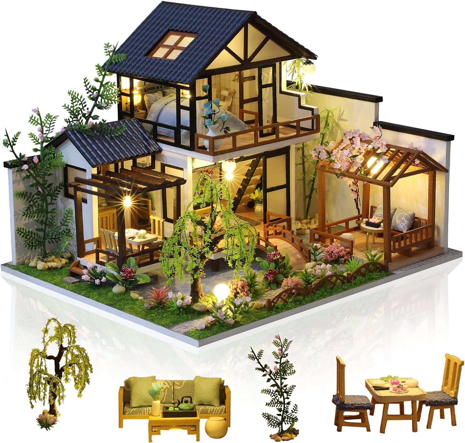DIY Miniature Dollhouse Kit with Dust Cover, 1:24 Scale G732492