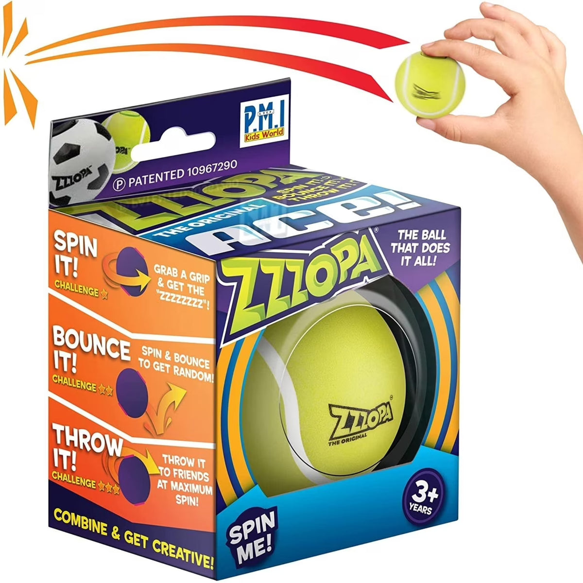 Fidget Stress Ball Mini Tennis Spin Bounce Toy M2744