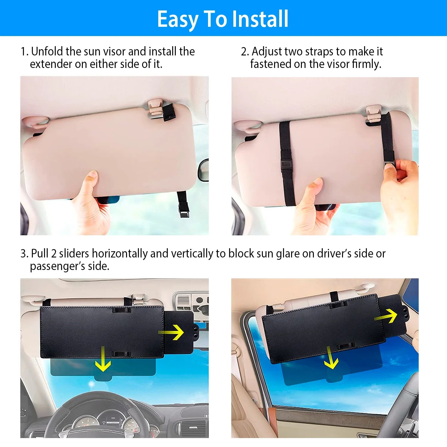 Car Sunshade Sun Visor Extender Windshield Side Window Shade X3013
