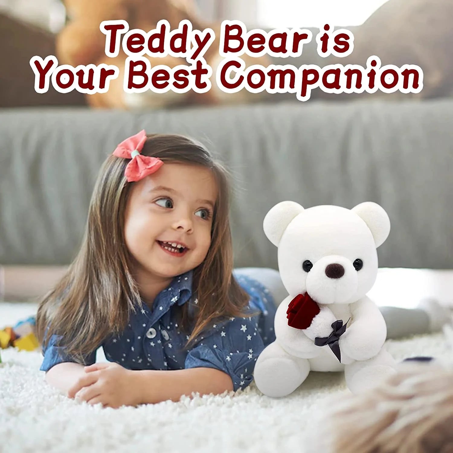 10 Inch Teddy Bear Plush Stuffed Animal with Rose H4877