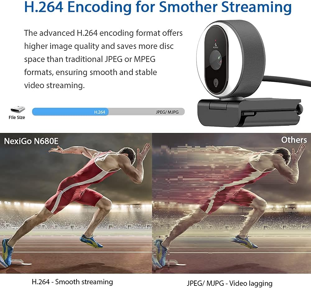 1080P Webcam with Ring Light, Privacy Cover and Dual Microphone L337
