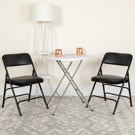 Set of 2 Black Metal Folding Chairs with Padded Seats F457019