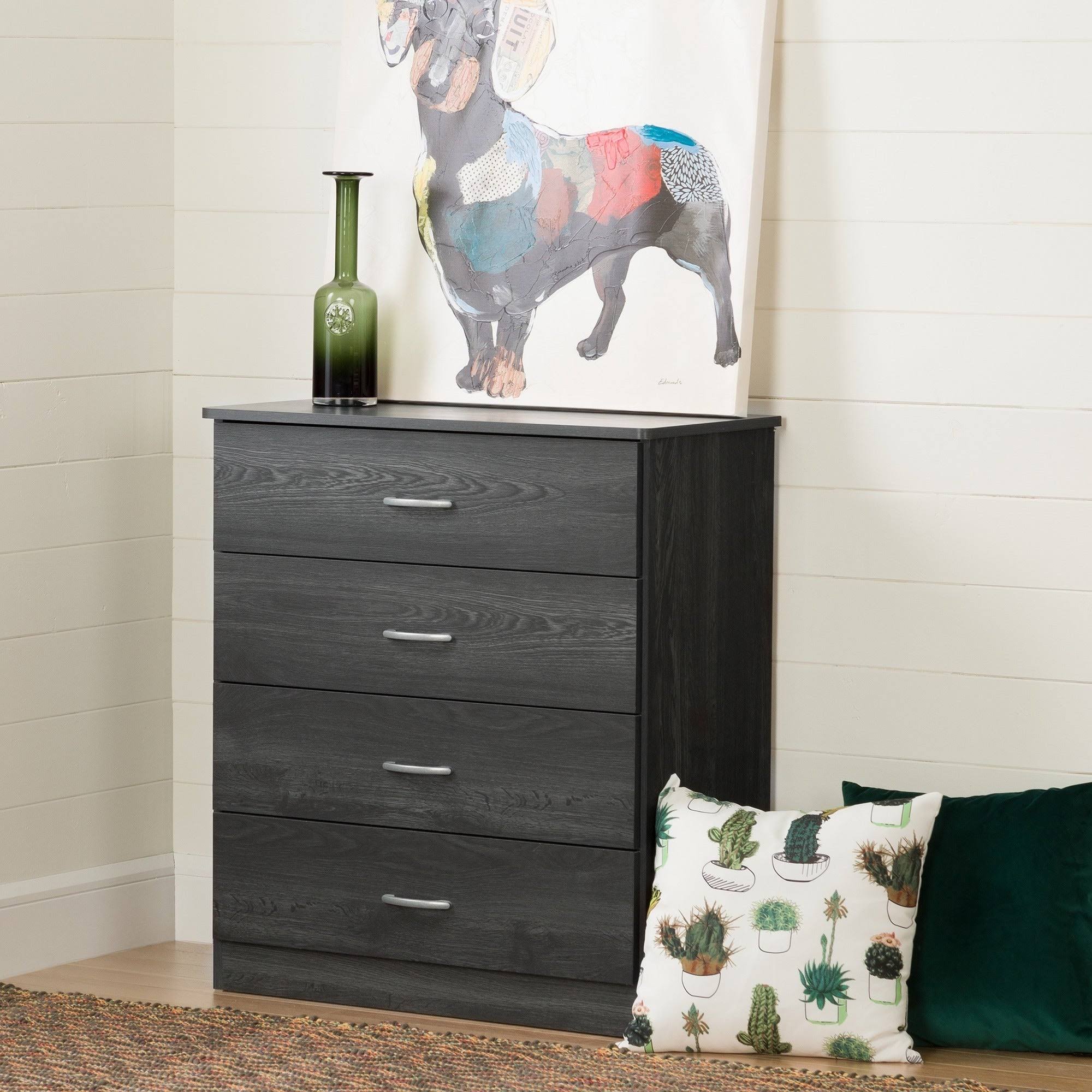 Pure Black 4 Drawer Chest I2489
