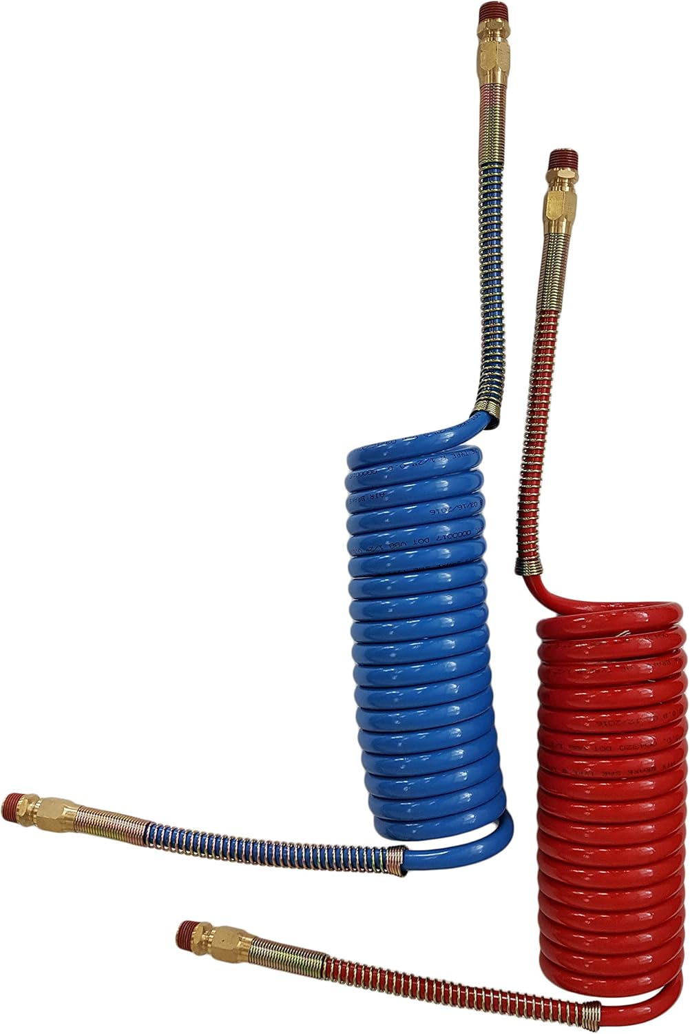 Coiled Air Line Hose Set Red & Blue 15 ft Length Pack of 2 S3969