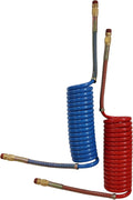 Coiled Air Line Hose Set Red & Blue 15 ft Length Pack of 2 S3969