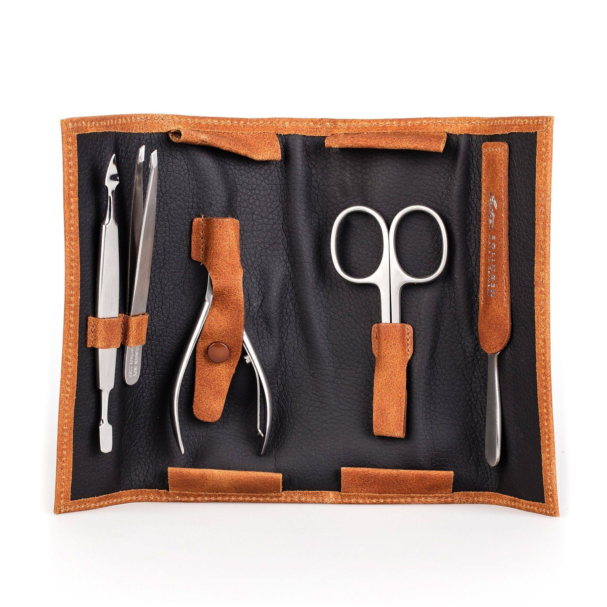 Cognac Leather 5-Piece Manicure Set U988