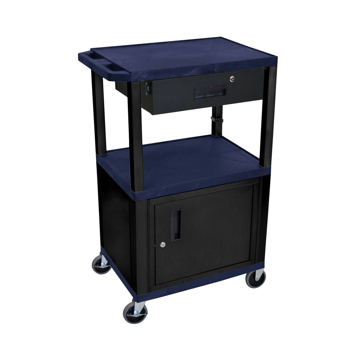 Navy Electric Cart with Cabinet and Drawer P851