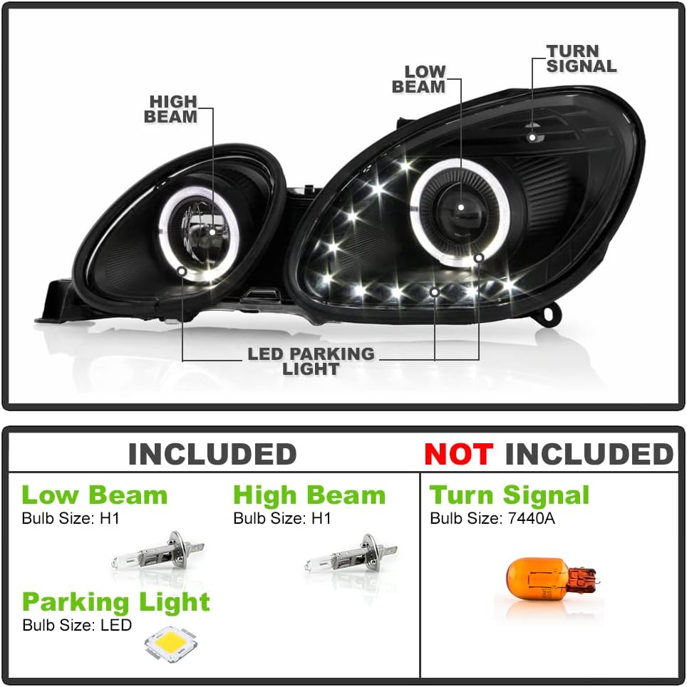 Black LED Projector Headlights B62908