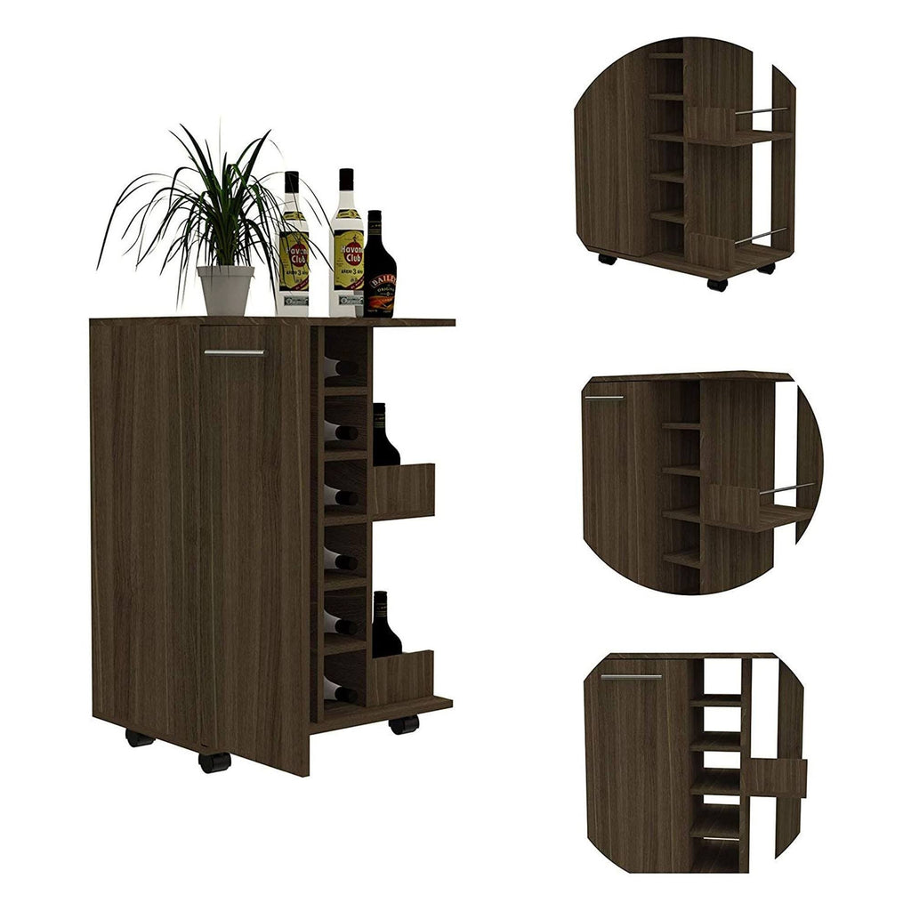 Weathered Oak Bar Cart Cabinet J6962
