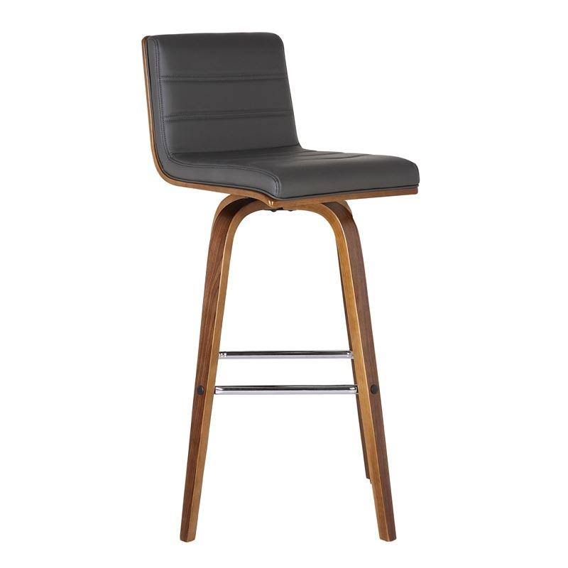 Walnut Wood Finish Counter Height Barstool with Grey Faux Leather M105