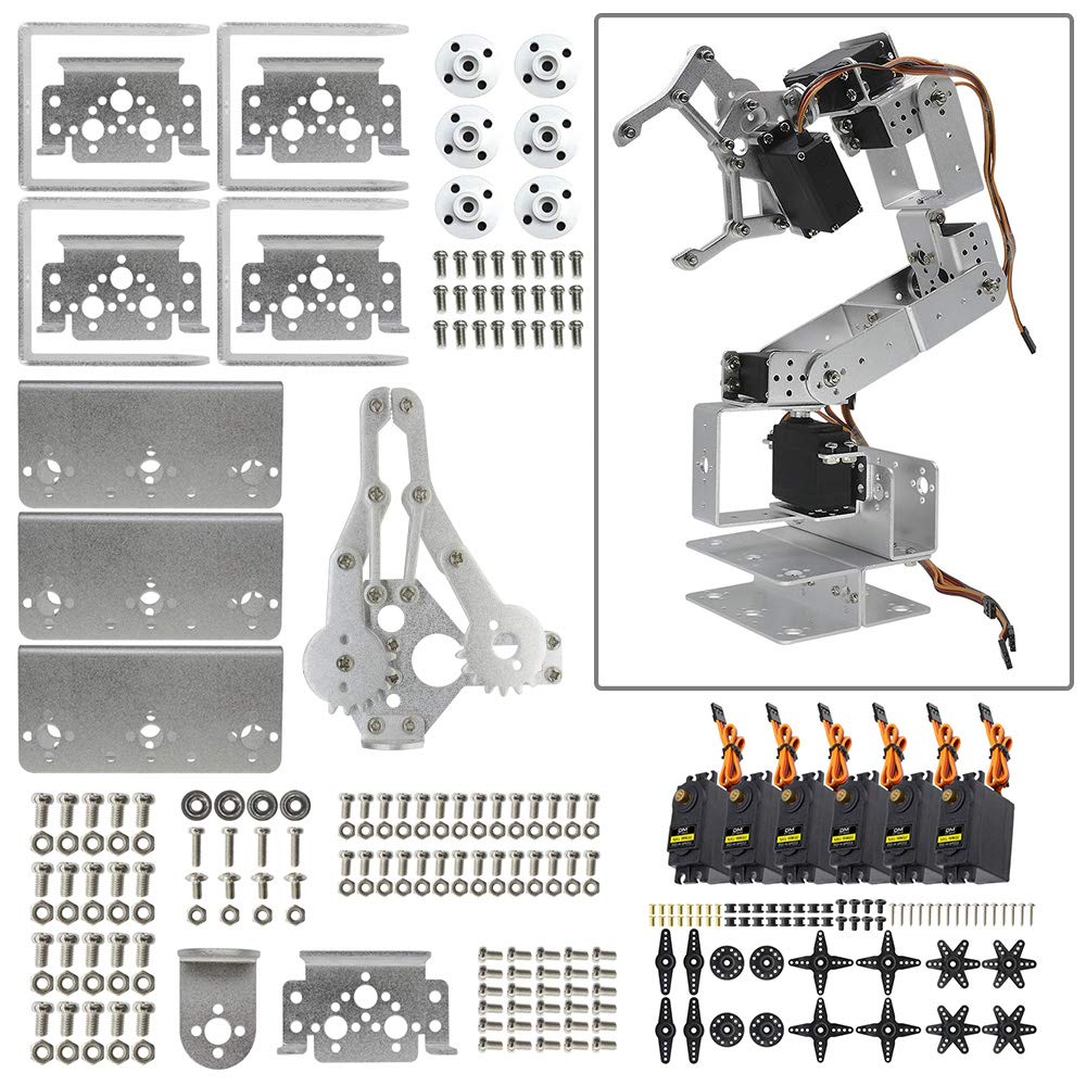 Black 6DOF Aluminium Robot Arm Kit with MG996 Servos L174198