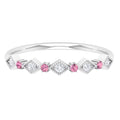 Pink Tourmaline and Diamond Stackable Band Ring, 925 Sterling Silver, US 4.00 G8599