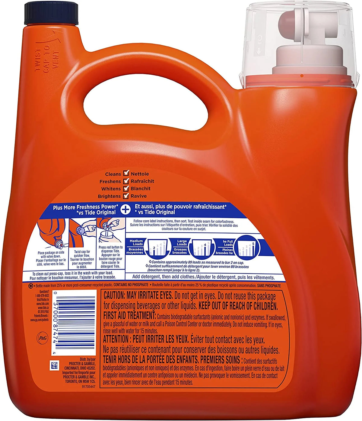 Tide Liquid Laundry Detergent 89 Loads, April Fresh, 138 Fl Oz T1256
