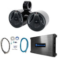 Black Marine Boat Wakeboard Tower Speakers with Amplifier and Wires M97963