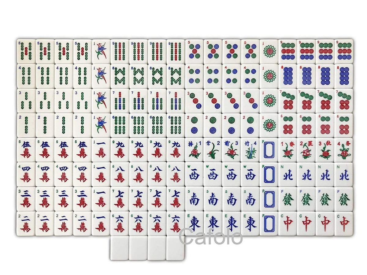144 Numbered Acrylic Mahjong Tiles with Carrying Travel Case I704674
