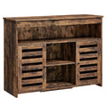 Rustic Brown Buffet Cabinet with Open Shelves and Louvered Doors C39445