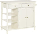 White Kitchen Sideboard Cabinet with 3-Tier Open Shelving and Pine Wood Legs O1980