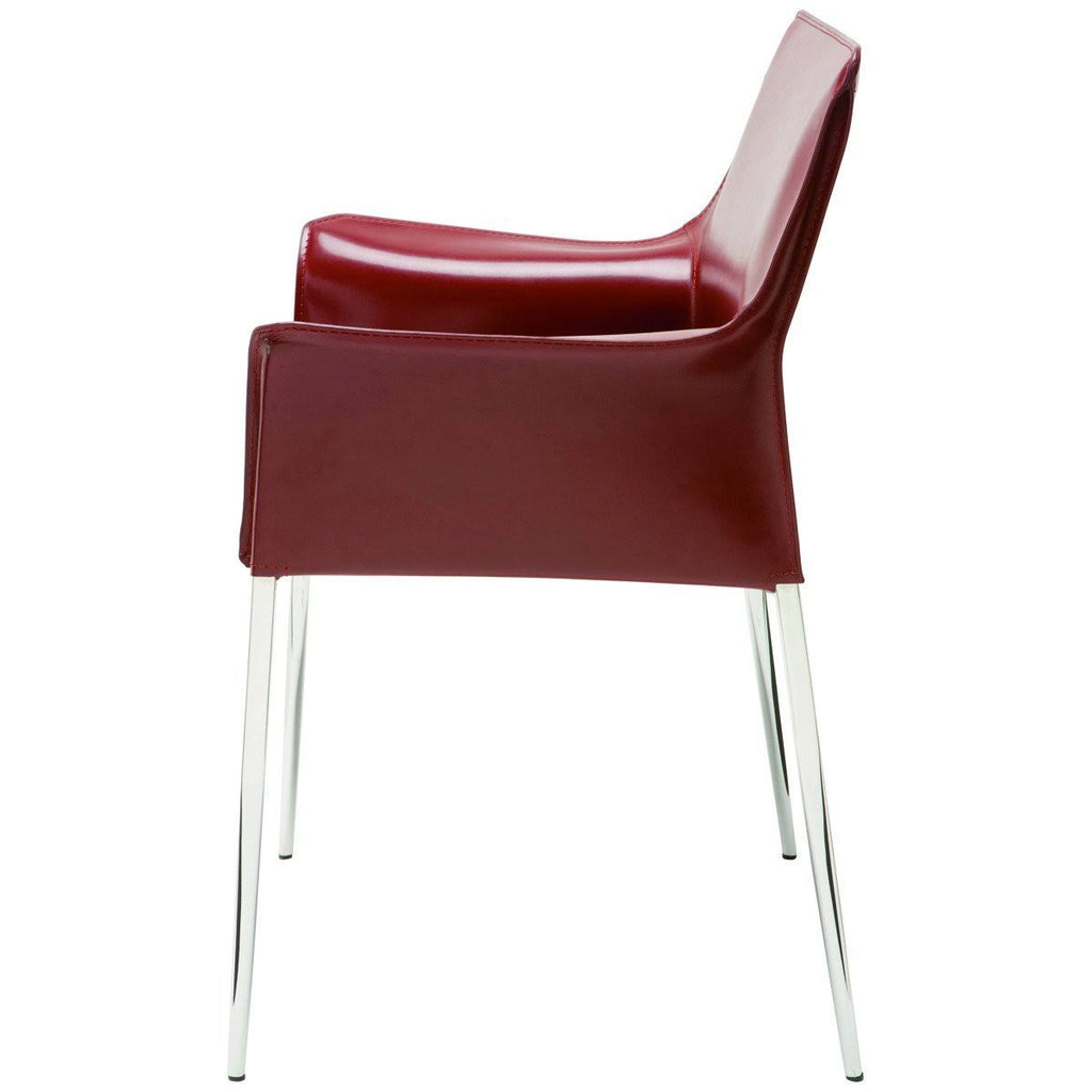White Leather Dining Arm Chair S1005