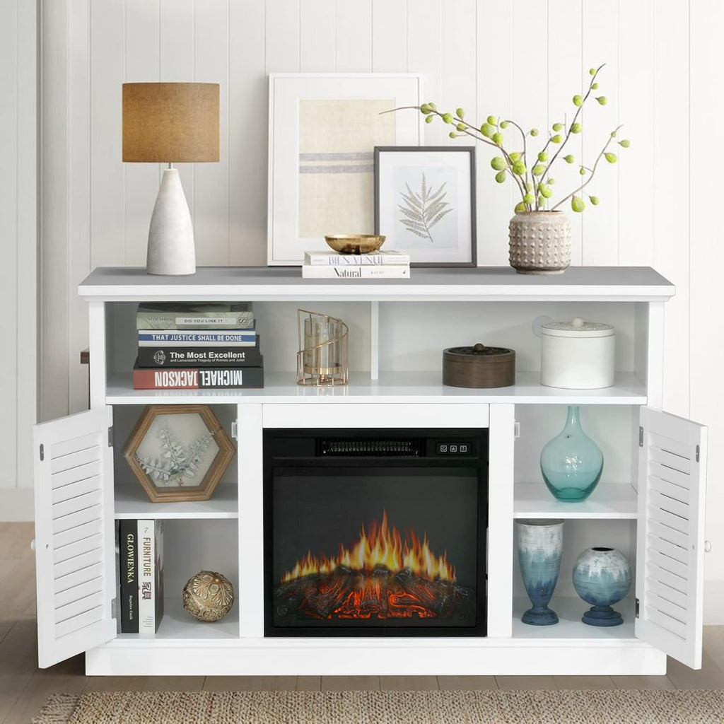 Fireplace TV Stand with Insert Fireplace, Brown Red R111