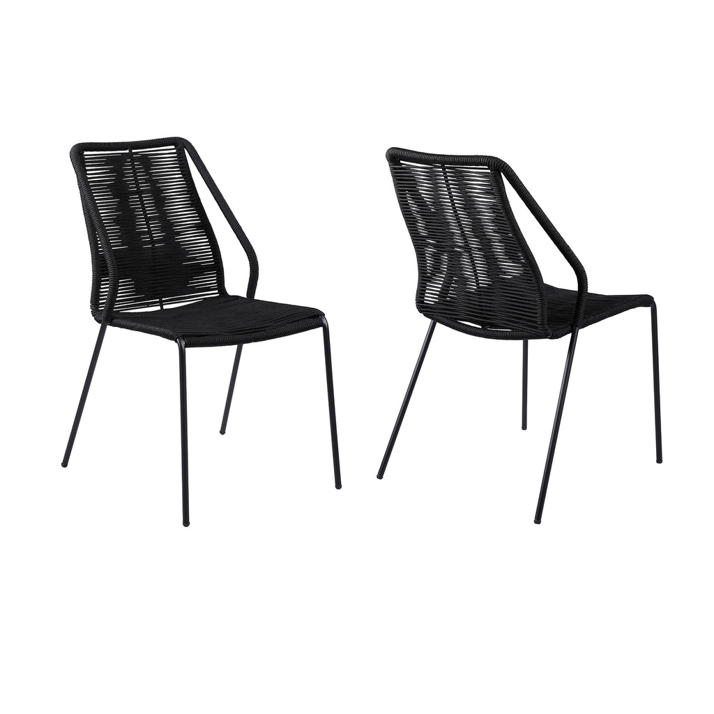 Black Stackable Outdoor Dining Chair Set of 2 G43190