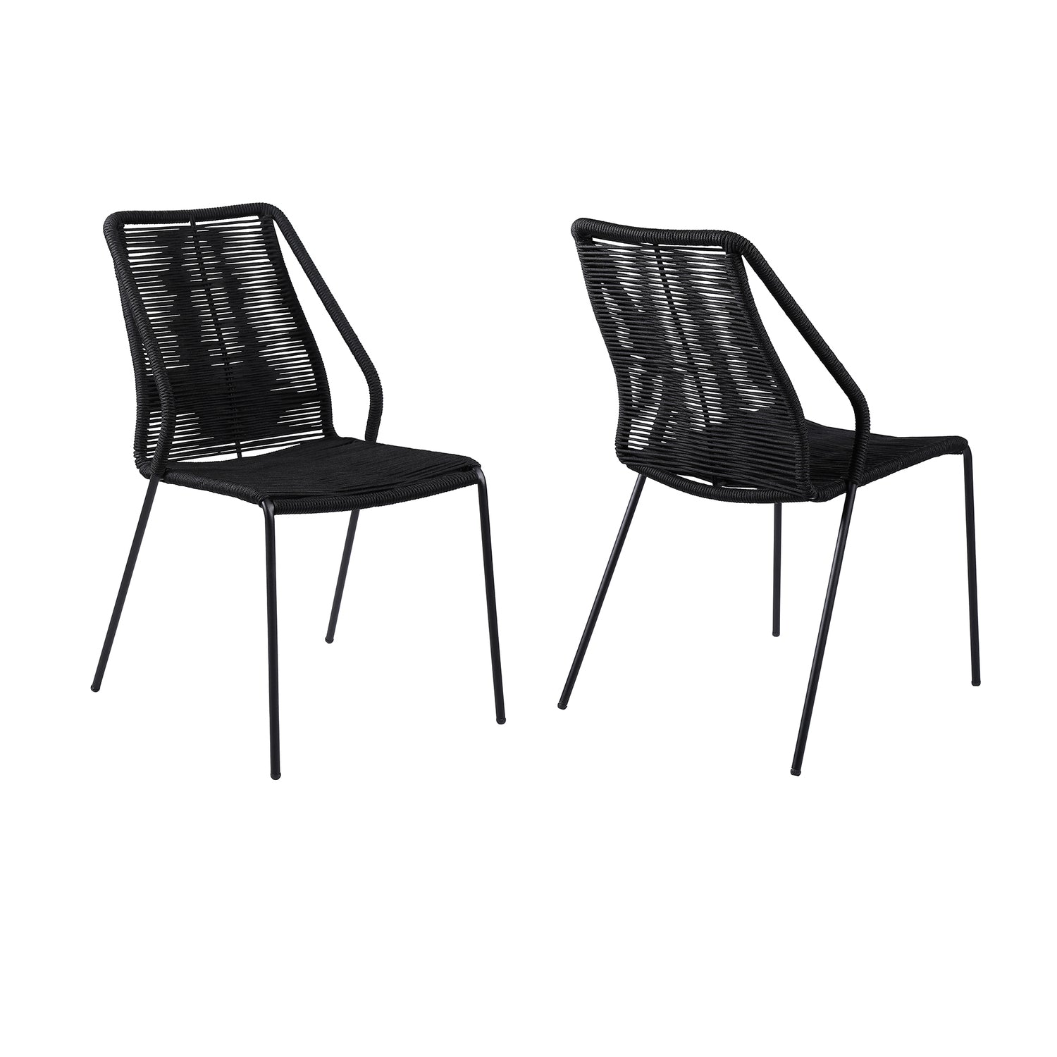 Black Stackable Outdoor Dining Chair Set of 2 G43190