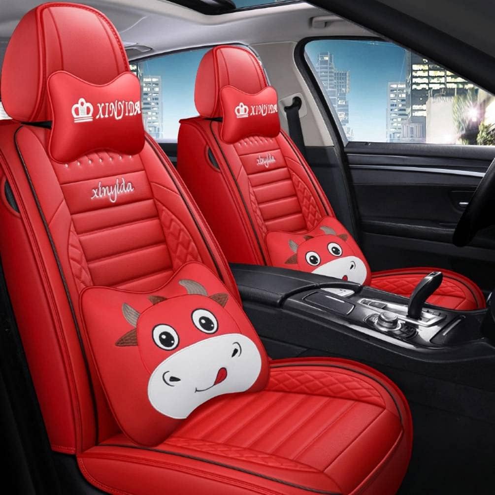 Black Pink PU Leather Car Seat Covers Full Set C835524