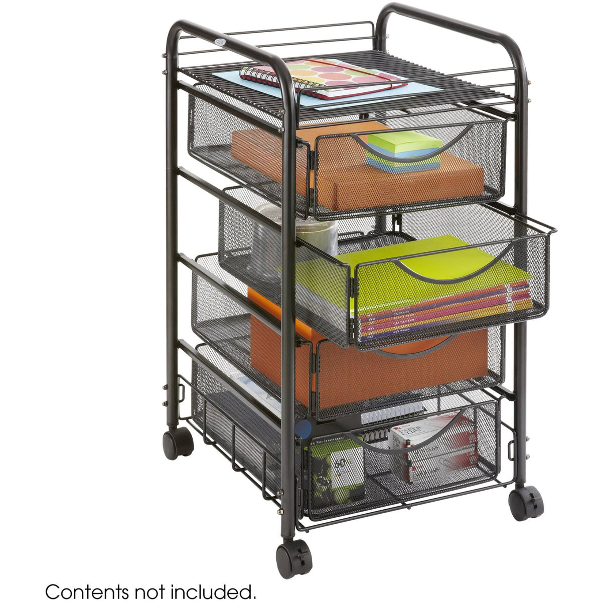 Black Double Mesh Mobile File Cart Z9547