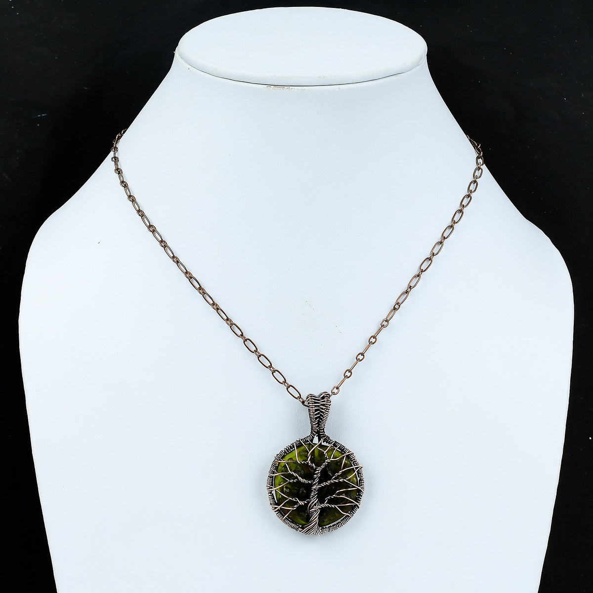 Copper Wire Wrapped Moldavite Pendant R4736