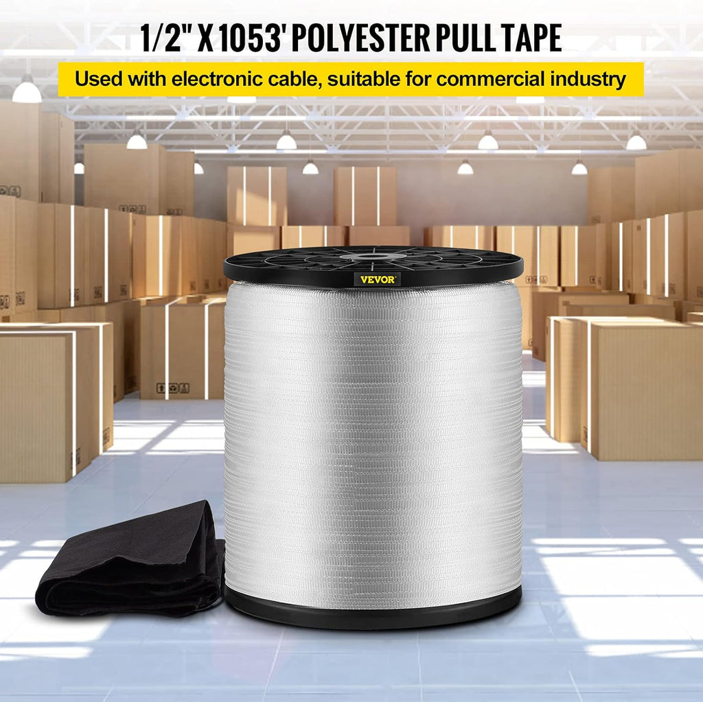 1250Lbs Polyester Pull Tape, 1053' x 1/2" Flat Tape, Pack of 2 M11992