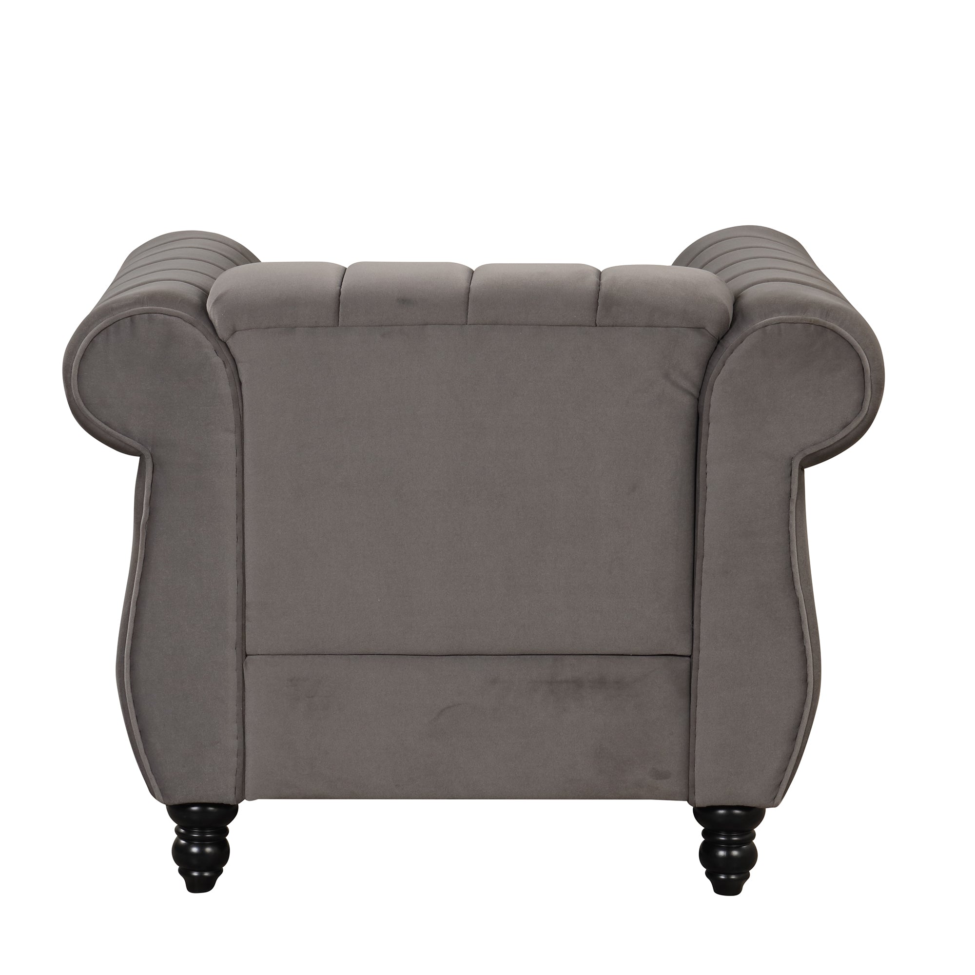 Gray Buttoned Tufted Sofa with Solid Wood Legs S17619