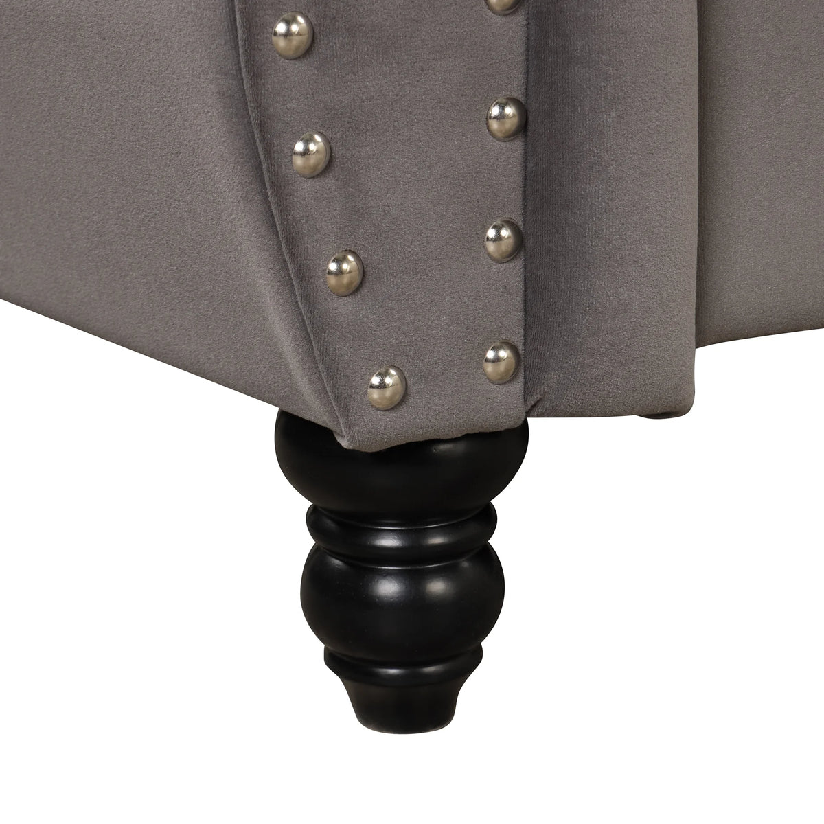 Gray Buttoned Tufted Sofa with Solid Wood Legs S17619
