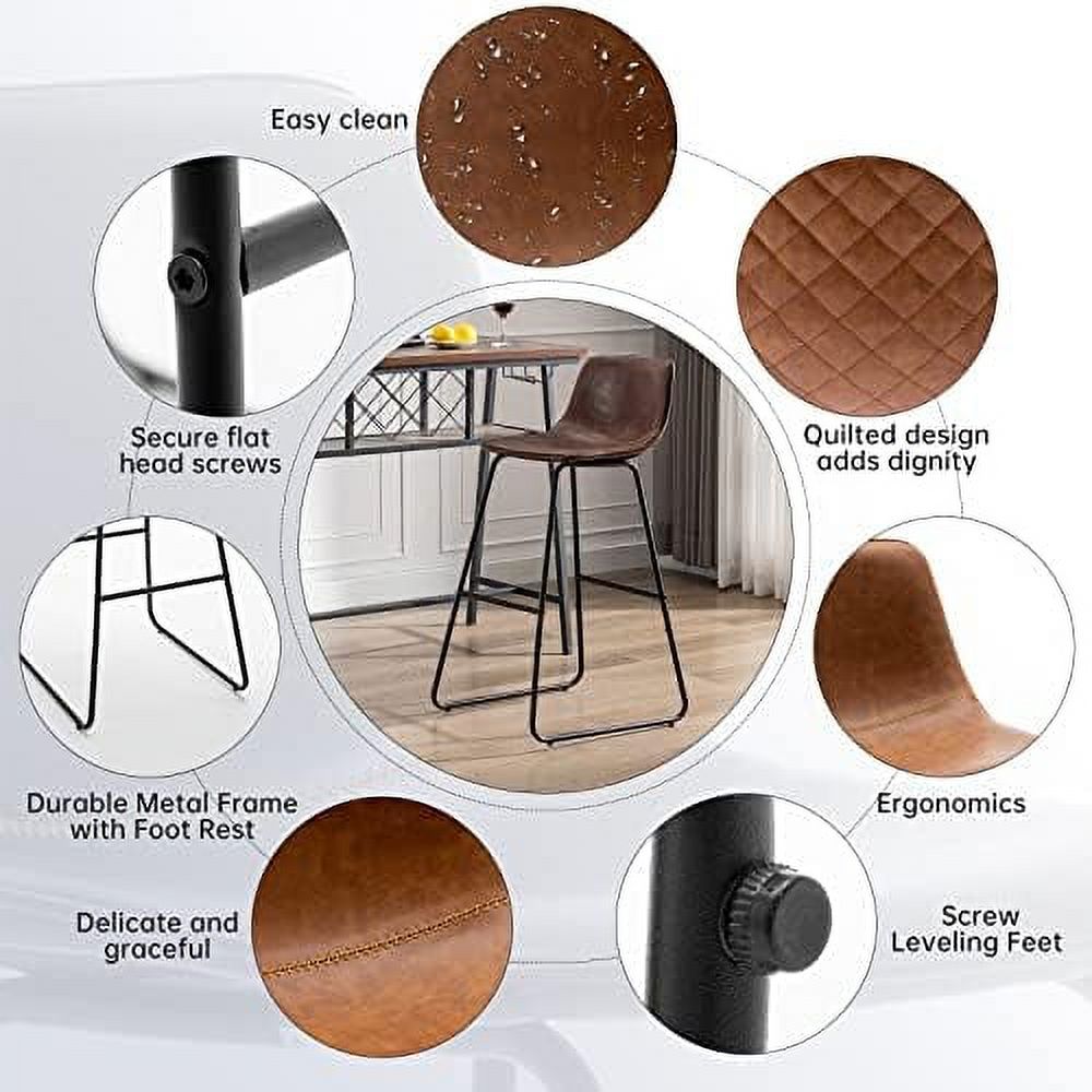 Faux Leather Dining Chairs Set of 2 Barstools with Backs F45241