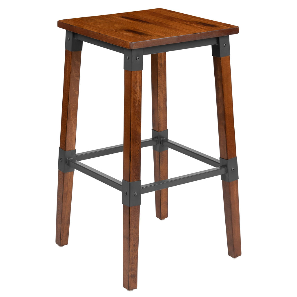 4 Pack Backless Wood Barstool U3228