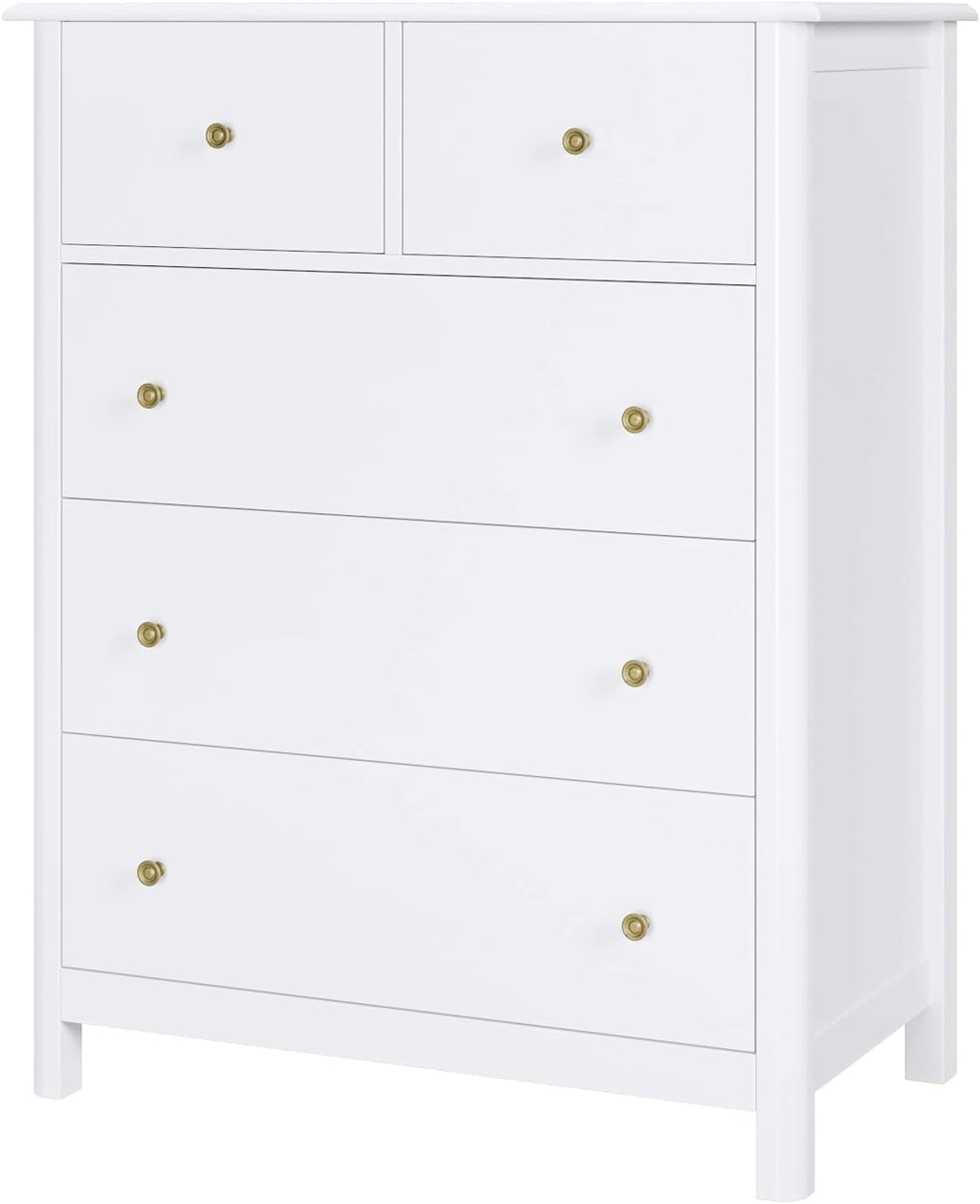 White 5 Drawer Wood Dresser P127086